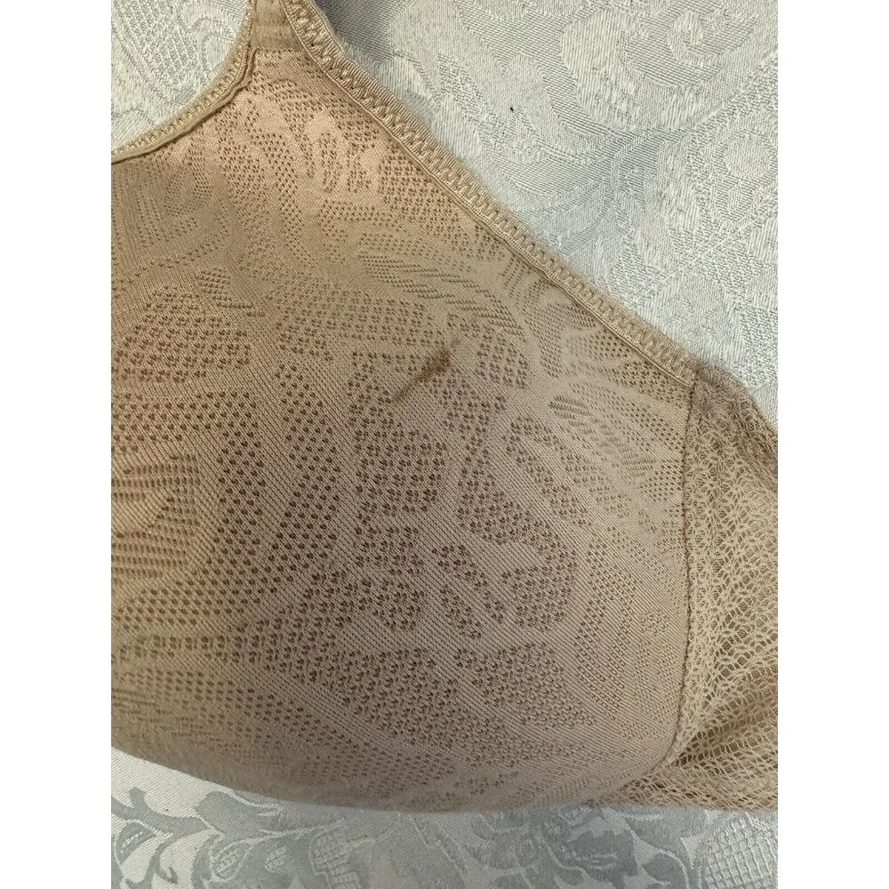 Wacoal‎ 36D Awareness Wire Free Beige Bra 856367 Cushioned Straps Pink Ribbon